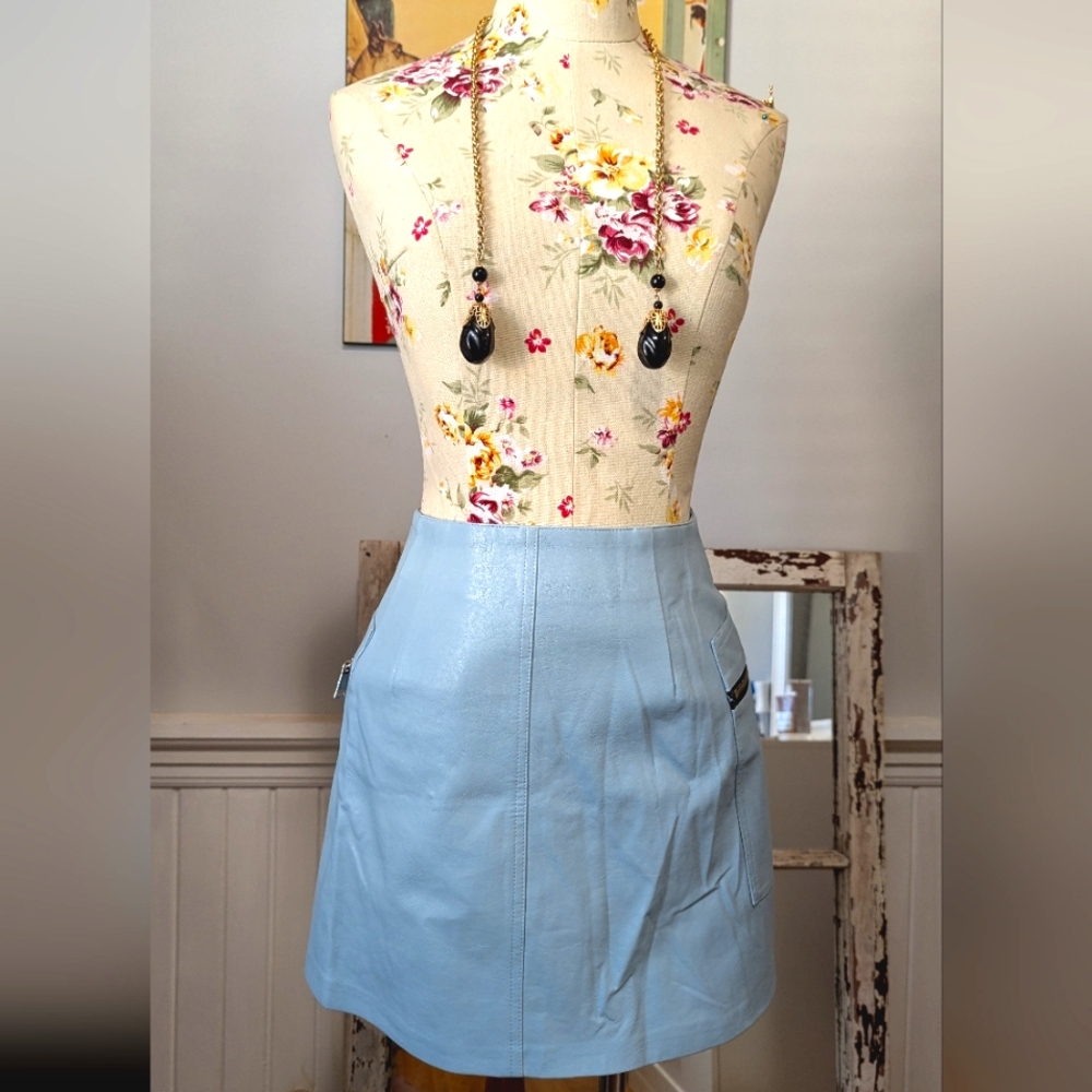 PU leather mini skirt 003